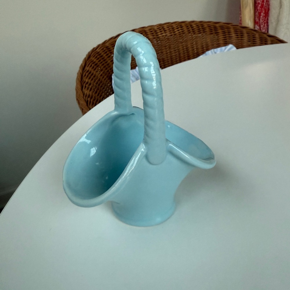 Vintage Ceramic Basket Vase
